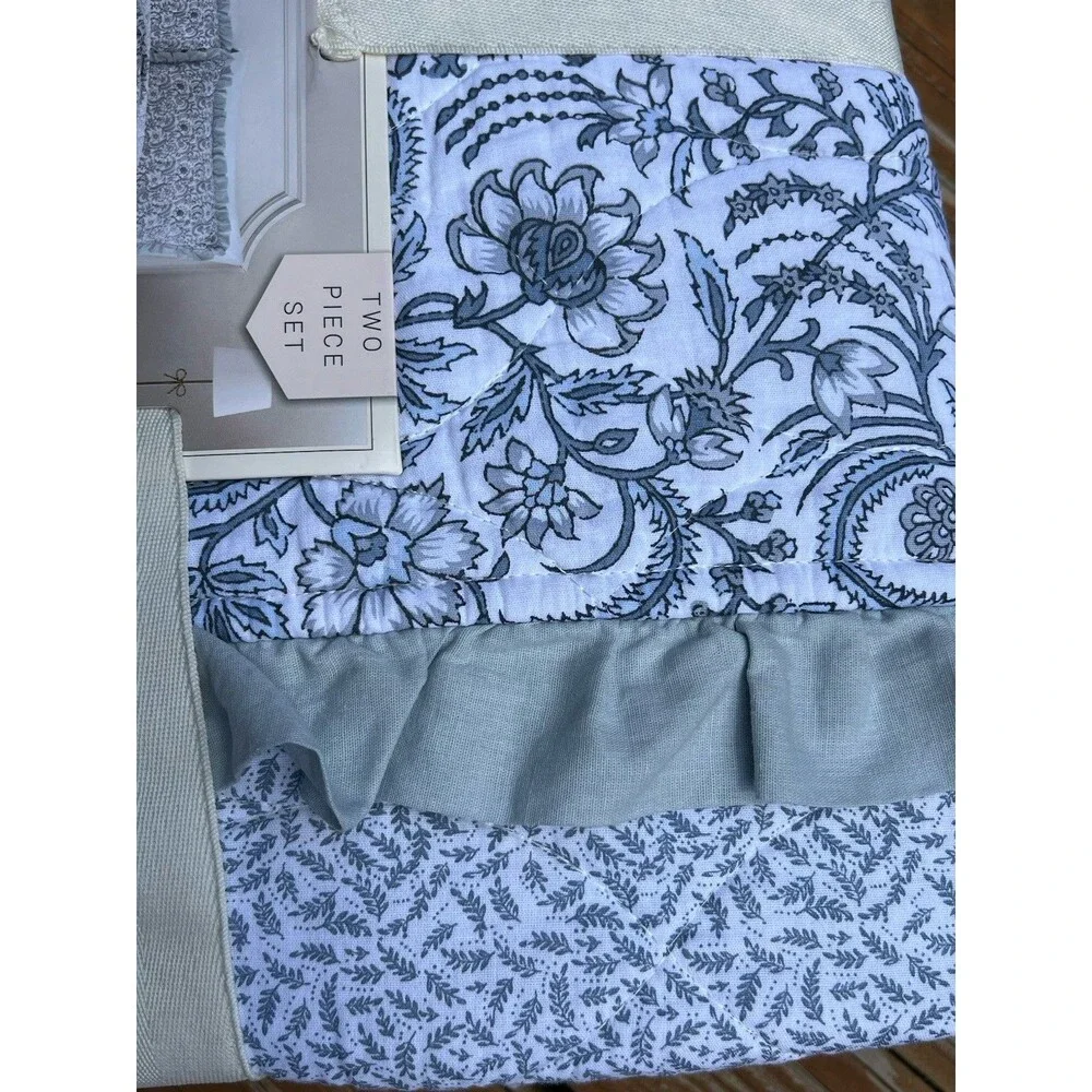 Rachel Zoe Multicolor Floral Reversible TWIN Quilt Cotton Ruffled